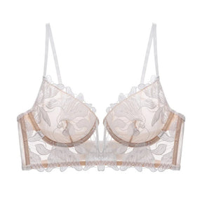 French Lingerie Set PushUp Bralette Floral Lace White