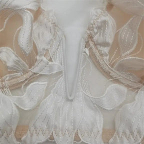 French Lingerie Set Push Up Ornated Floral Lace White