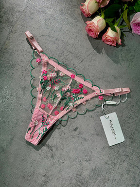 Rosa bestickte Dessous mit Gänseblümchen-Design
